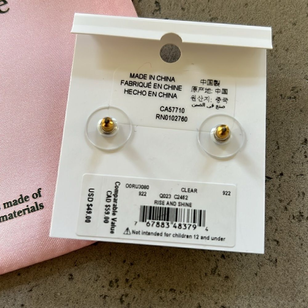 NWT Kate spade rise and shine earring studs - Picture 3 of 3